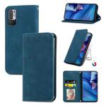 For Xiaomi Redmi Note 10 JE Retro Skin Feel Business Magnetic Horizontal Flip Leather Case with Holder & Card Slots & Wallet & Photo Frame(Blue)