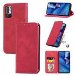 For Xiaomi Redmi Note 10 JE Retro Skin Feel Business Magnetic Horizontal Flip Leather Case with Holder & Card Slots & Wallet & Photo Frame(Red)