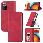 For Xiaomi Redmi Note 10 Pro 5G Retro Skin Feel Business Magnetic Horizontal Flip Leather Case with Holder & Card Slots & Wallet & Photo Frame(Red)