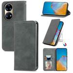 For Huawei P50 Pro Retro Skin Feel Business Magnetic Horizontal Flip Leather Case with Holder & Card Slots & Wallet & Photo Frame(Gray)