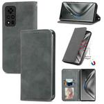 For Honor V40 5G Retro Skin Feel Business Magnetic Horizontal Flip Leather Case with Holder & Card Slots & Wallet & Photo Frame(Gray)
