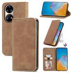 For Honor 50 Pro Retro Skin Feel Business Magnetic Horizontal Flip Leather Case with Holder & Card Slots & Wallet & Photo Frame(Brwon)