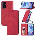 For OPPO A16 Retro Skin Feel Magnetic Horizontal Flip Leather Phone Case(Red)