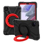 For Galaxy Tab A7 Lite T220/T225 PC + Silicone Shockproof Combination Case with 360 Degree Rotating Holder & Handle(Black+Red)