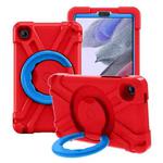 For Galaxy Tab A7 Lite T220/T225 PC + Silicone Shockproof Combination Case with 360 Degree Rotating Holder & Handle(Red+Blue)