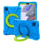 For Galaxy Tab A7 Lite T220/T225 PC + Silicone Shockproof Combination Case with 360 Degree Rotating Holder & Handle(Blue+Grass Green)
