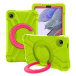 For Galaxy Tab A7 Lite T220/T225 PC + Silicone Shockproof Combination Case with 360 Degree Rotating Holder & Handle(Grass Green+Rose Red)