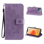 ENKAY Hat-Prince Flower Embossed Horizontal Flip PU Leather Case with Holder & Card Slots & Wallet & Lanyard for iPhone 13 mini(Purple)