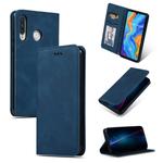 Retro Skin Feel Business Magnetic Horizontal Flip Leather Case for Huawei P30 Lite(Navy Blue)