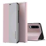 For Huawei P30 Side Electroplated Dormant Ultra-Thin Horizontal Flip Leather Case with Holder(Pink)