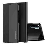 For Huawei P30 Pro Side Electroplated Dormant Ultra-Thin Horizontal Flip Leather Case with Holder(Black)
