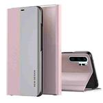 For Huawei P30 Pro Side Electroplated Dormant Ultra-Thin Horizontal Flip Leather Case with Holder(Pink)
