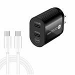 40W Dual Port PD / Type-C Fast Charger with Type-C to Type-C Data Cable, US Plug(Black)