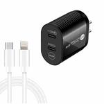 40W Dual Port PD / Type-C Fast Charger with Type-C to 8 Pin Data Cable, US Plug(Black)