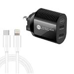 40W Dual Port PD / Type-C Fast Charger with Type-C to 8 Pin Data Cable, UK Plug(Black)