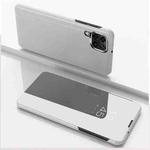 For Samsung Galaxy A22 4G Plated Mirror Horizontal Flip Leather Case with Holder(Silver)