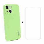 Hat-Prince ENKAY Liquid Silicone Shockproof Protective Case Drop Protection Cover + 9H Tempered Glass Screen Protector for iPhone 13(Light Green)