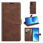 For OPPO Reno6 4G Retro Calf Pattern Buckle Horizontal Flip Leather Case with Holder & Card Slots & Wallet(Dark Brown)