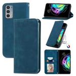 For Motorola Edge 20 Retro Skin Feel Business Magnetic Horizontal Flip Leather Case With Holder & Card Slots & Wallet & Photo Frame(Blue)