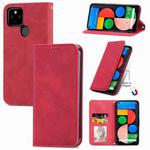 For Google Pixel 5a 5G Retro Skin Feel Business Magnetic Horizontal Flip Leather Case with Holder & Card Slots & Wallet & Photo Frame(Red)