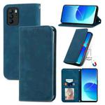 For OPPO Reno6 Z Retro Skin Feel Business Magnetic Horizontal Flip Leather Case With Holder & Card Slots & Wallet & Photo Frame(Blue)
