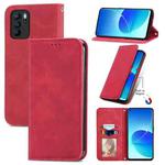 For OPPO Reno6 Z Retro Skin Feel Business Magnetic Horizontal Flip Leather Case With Holder & Card Slots & Wallet & Photo Frame(Red)