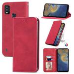 For ZTE A51 Retro Skin Feel Business Magnetic Horizontal Flip Leather Case with Holder & Card Slots & Wallet & Photo Frame(Red)