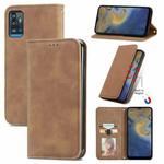 For ZTE A71 Retro Skin Feel Business Magnetic Horizontal Flip Leather Case with Holder & Card Slots & Wallet & Photo Frame(Brwon)