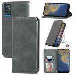 For ZTE A71 Retro Skin Feel Business Magnetic Horizontal Flip Leather Case with Holder & Card Slots & Wallet & Photo Frame(Gray)