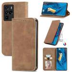 For ZTE Nubia Z30 Pro Retro Skin Feel Business Magnetic Horizontal Flip Leather Case with Holder & Card Slots & Wallet & Photo Frame(Brwon)