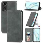 For ZTE Axon 30 5G Retro Skin Feel Business Magnetic Horizontal Flip Leather Case with Holder & Card Slots & Wallet & Photo Frame(Gray)