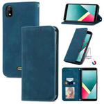For Wiko Y61 Retro Skin Feel Business Magnetic Horizontal Flip Leather Case with Holder & Card Slots & Wallet & Photo Frame(Blue)