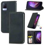 For vivo V21 Retro Skin Feel Business Magnetic Horizontal Flip Leather Case with Holder & Card Slots & Wallet & Photo Frame(Black)