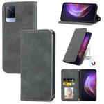 For vivo V21 Retro Skin Feel Business Magnetic Horizontal Flip Leather Case with Holder & Card Slots & Wallet & Photo Frame(Gray)