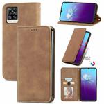 For vivo V20 2021 Retro Skin Feel Business Magnetic Horizontal Flip Leather Case with Holder & Card Slots & Wallet & Photo Frame(Brwon)