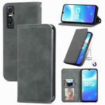 For vivo S7 E Retro Skin Feel Business Magnetic Horizontal Flip Leather Case with Holder & Card Slots & Wallet & Photo Frame(Gray)