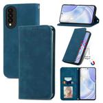 For Huawei nova 8 SE Youth Retro Skin Feel Business Magnetic Horizontal Flip Leather Case with Holder & Card Slots & Wallet & Photo Frame(Blue)