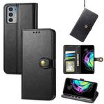 For Motorola Edge 20 Solid Color Leather Buckle Phone Case with Lanyard & Photo Frame & Card Slot & Wallet & Stand Function(Black)