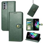 For Motorola Edge 20 Solid Color Leather Buckle Phone Case with Lanyard & Photo Frame & Card Slot & Wallet & Stand Function(Green)