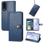 For Huawei Nova 8 SE Youth Solid Color Leather Buckle Phone Case with Lanyard & Photo Frame & Card Slot & Wallet & Stand Function(Blue)