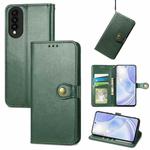 For Huawei Nova 8 SE Youth Solid Color Leather Buckle Phone Case with Lanyard & Photo Frame & Card Slot & Wallet & Stand Function(Green)