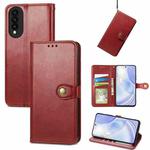 For Huawei Nova 8 SE Youth Solid Color Leather Buckle Phone Case with Lanyard & Photo Frame & Card Slot & Wallet & Stand Function(Red)