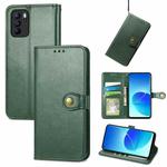 For OPPO Reno6 Z Solid Color Leather Buckle Phone Case with Lanyard & Photo Frame & Card Slot & Wallet & Stand Function(Green)