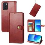 For OPPO Reno6 Z Solid Color Leather Buckle Phone Case with Lanyard & Photo Frame & Card Slot & Wallet & Stand Function(Red)