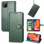 For OPPO Realme C20 Solid Color Leather Buckle Phone Case with Lanyard & Photo Frame & Card Slot & Wallet & Stand Function(Green)