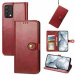 For OPPO Realme GT Master Solid Color Leather Buckle Phone Case with Lanyard & Photo Frame & Card Slot & Wallet & Stand Function(Red)