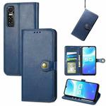 For vivo S7e Solid Color Leather Buckle Phone Case (Blue)