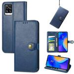 For vivo V20 2021 Solid Color Leather Buckle Phone Case (Blue)