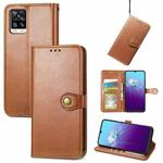 For vivo V20 2021 Solid Color Leather Buckle Phone Case (Brwon)