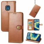 For Nokia XR 20 Solid Color Leather Buckle Phone Case with Lanyard & Photo Frame & Card Slot & Wallet & Stand Function(Brwon)